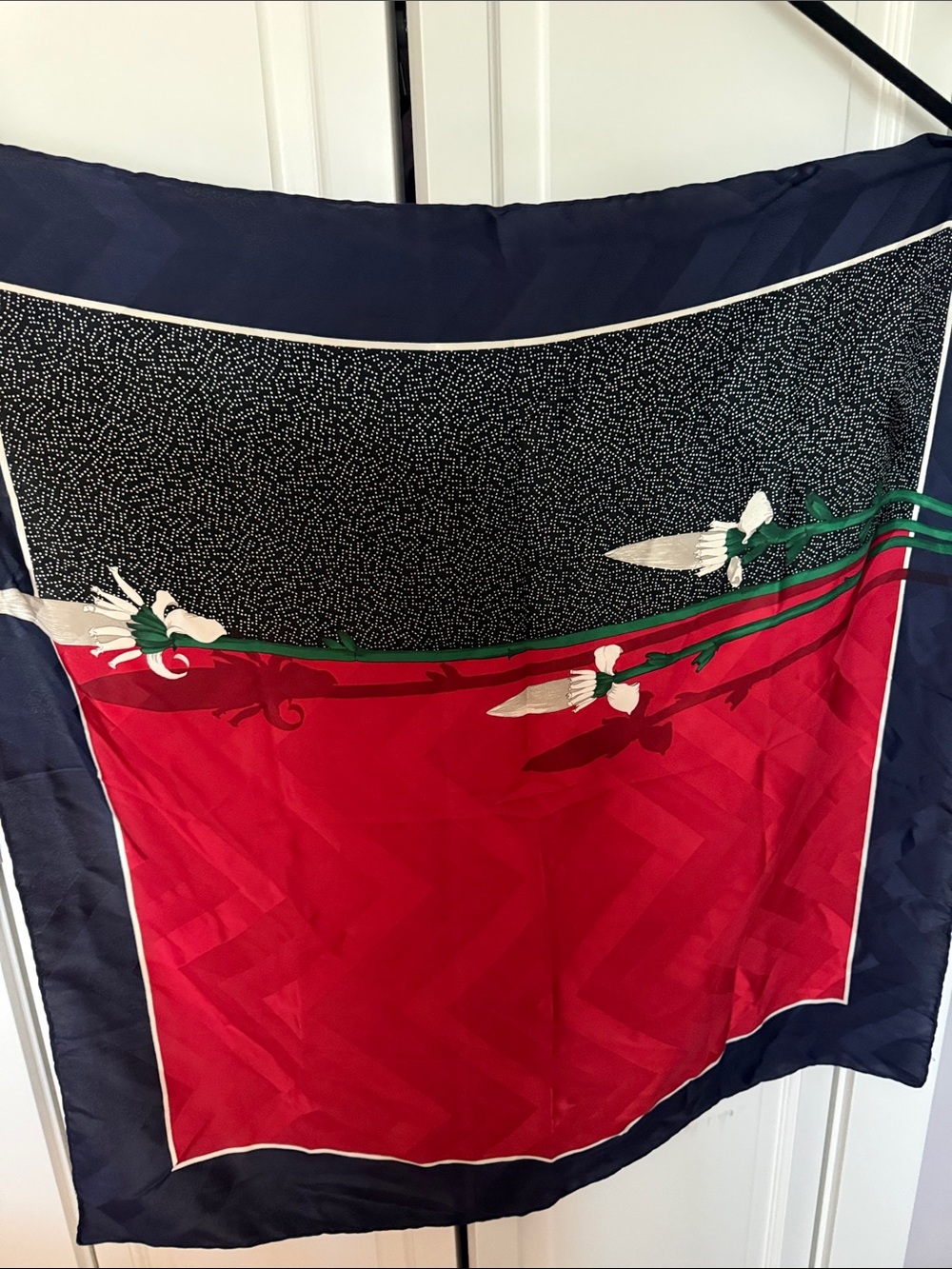 Valentino Red and Navy Floral Scarf